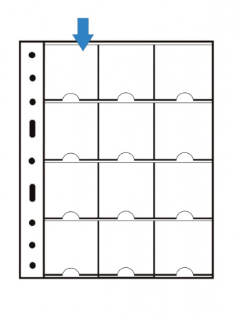 Лист-обложка для монет GRANDE M12K (242х312 мм) из прозрачного пластика на 12 ячеек (67х67 мм). Leuchtturm, 326120/1