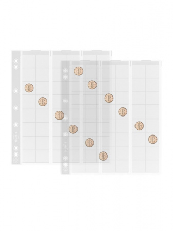 Листы-обложки для монет NUMIS 17 (193х217 мм) из прозрачного пластика на 48 ячеек (22х23 мм). Диаметр 17 мм. Упаковка из 5 листов. Leuchtturm, 301127
