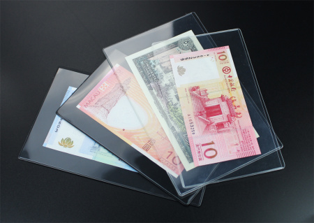 Чехлы для банкнот (174х99 мм), подложка чёрного цвета. Упаковка 100 шт. PCCB MINGT