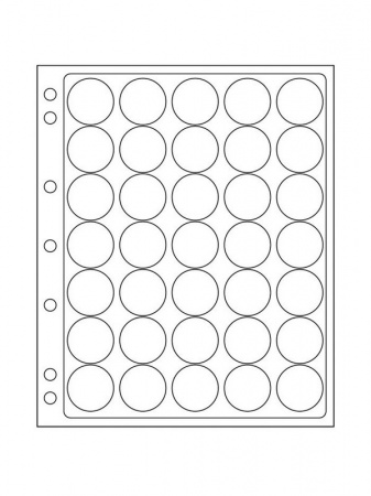 Листы-обложки ENCAP из прозрачного пластика для монет в капсулах CAPS 26/27 мм Leuchtturm. Диаметр ячейки 33 мм. Упаковка из 2 листов. Leuchtturm, 325214