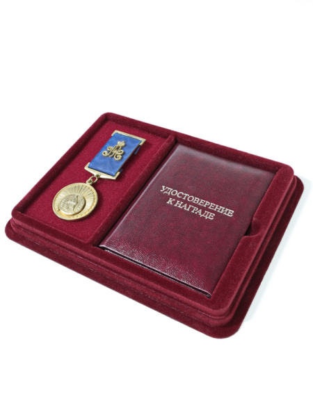 Сувенирная упаковка (181х142х22 мм) с поролоновой вставкой под универсальную медаль и удостоверение (81х112х5 мм), тёмно-бордовый