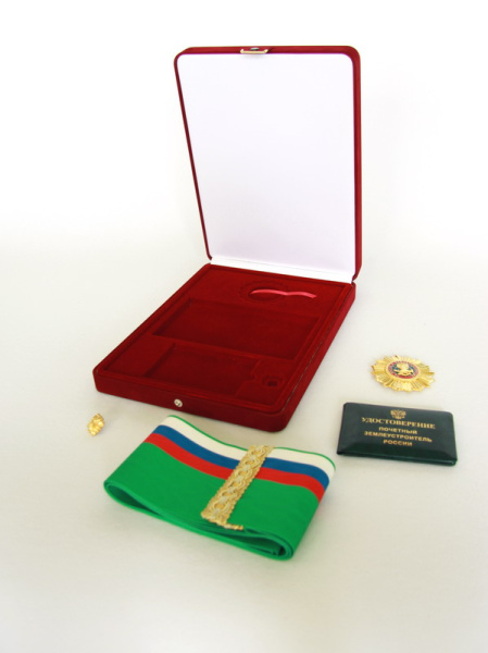 Замшевый футляр (220х300х50) под орден, удостоверение, ленту и фрачник