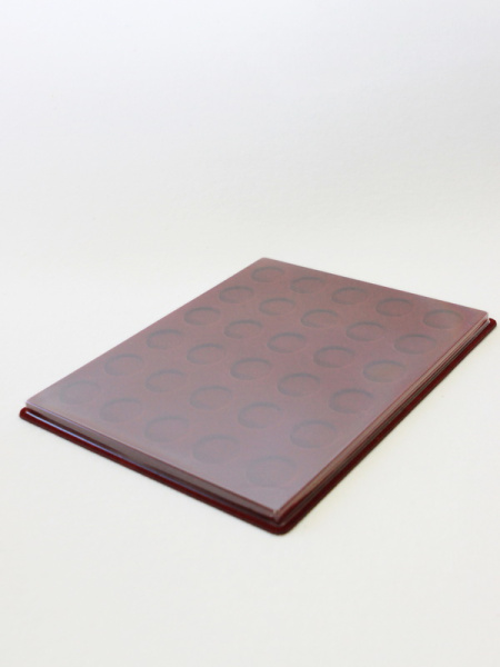 Планшет S (234х296х12 мм) для монет d-31 мм (30 ячеек), тёмно-бордовый  Планшет S (234х296х12 мм) для монет d-31 мм (30 ячеек), тёмно-бордовый