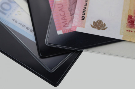 Чехлы для банкнот (195х113 мм), подложка чёрного цвета. Упаковка 10 шт. PCCB MINGT, 801963