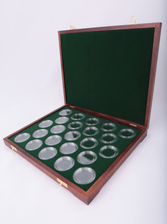 Футляр деревянный Vintage S (305х247х40 мм) на 23 монеты в капсулах (диаметр 46 мм)