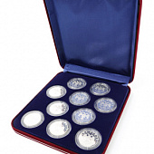 Футляр замшевый (182х202х36 мм) на 10 монет в капсулах (диаметр 44 мм)
