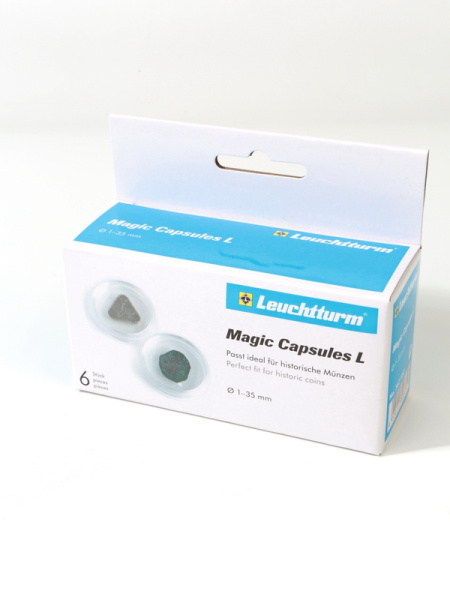 Капсулы MAGIC CAPSULES L для монет от 1 до 35 мм (в упаковке 6 шт). Leuchtturm, 363483