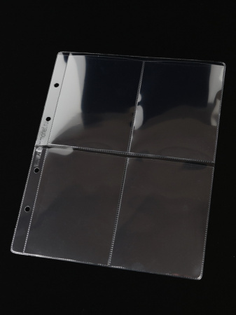 Листы формата ОПТИМА (Россия) (202х251 мм) из прозрачного пластика на 4 ячейки (86х114 мм). Standart. Упаковка из 10 листов. Albommonet, Л4-К