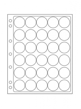 Листы-обложки ENCAP из прозрачного пластика для монет в капсулах CAPS 30/31 мм Leuchtturm. Диаметр ячейки 37 мм. Упаковка из 2 листов. Leuchtturm, 343212