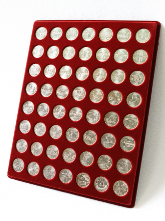 Планшет S (234х296х12 мм) для медно-никелевых монет 25 центов (штаты, округа и территории США, национальные парки США) (56 ячеек)
