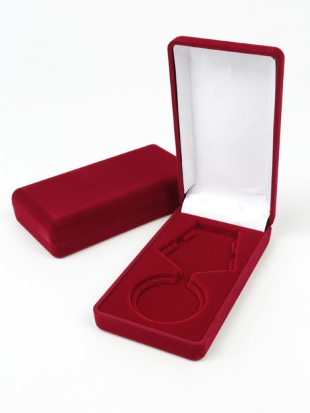 Футляр (62х116х26 мм) под медаль РФ d-40 мм с пятиугольной колодкой, светло-бордовый