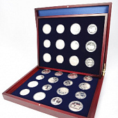 Футляр деревянный Volterra Duo (322х262х50 мм) для серебряных монет «Олимпиада-80» в оригинальных капсулах. 2 уровня