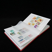 Альбом для марок (кляссер BASIC). А5. 8 листов (16 страниц) из белого картона с промежуточными листами из пергамина. Красный. Leuchtturm, 339116