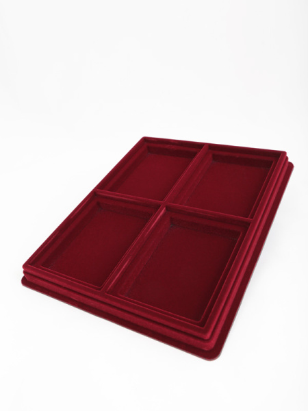  Планшет (243х304х21 мм) с 4-мя вставками под карманные часы. Вид 4, тёмно-бордовый