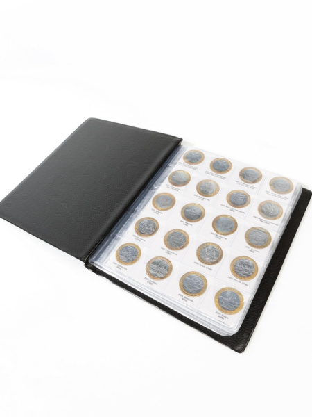 Карманный монетный альбом для 10-рублевых биметаллических монет России, Чёрный, Albommonet, Россия