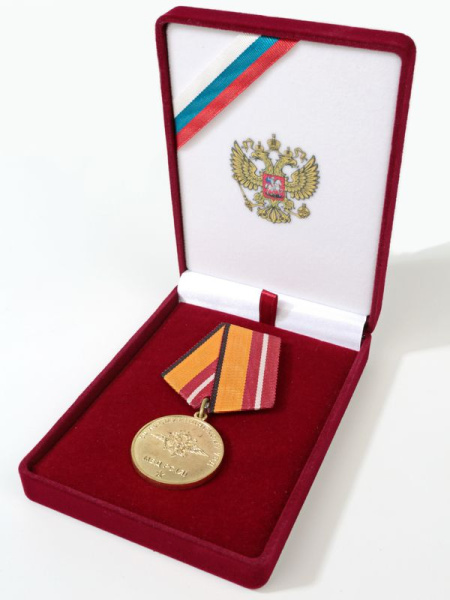 Футляр (90х124х32 мм) с универсальной подложкой, в крышке лента и герб РФ, светло-бордовый/персонализация  Футляр (90х124х32 мм) с универсальной подложкой, в крышке лента и герб РФ, светло-бордовый/персонализация