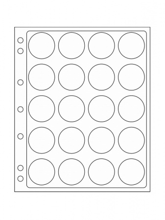 Листы-обложки ENCAP из прозрачного пластика для монет в капсулах CAPS 38/40 мм Leuchtturm. Диаметр ячейки 45 мм. Упаковка из 2 листов. Leuchtturm, 343215