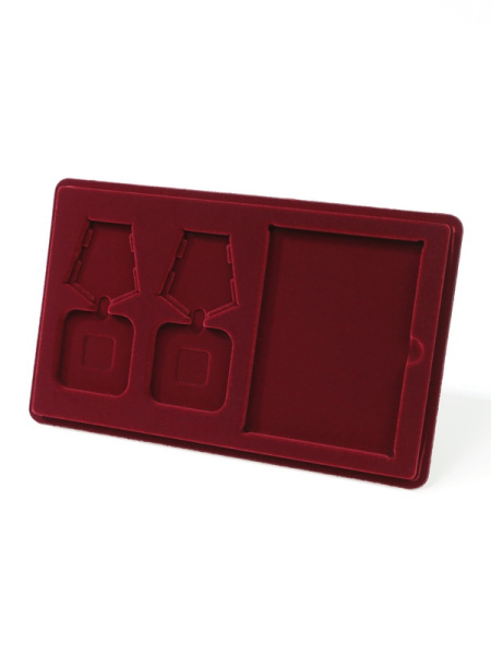 Планшет M (146х236х12 мм) под 2 ордена с пятиугольной колодкой и удостоверение (83х114х8 мм), тёмно-бордовый