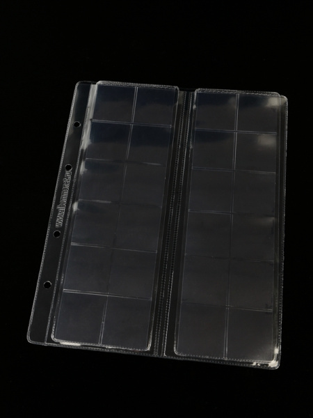 Лист формата ОПТИМА (Россия) (200х250 мм) с выдвижными секциями на 24 ячейки. Для монет диаметром до 33 мм. Standart. Albommonet, ЛМ24СК