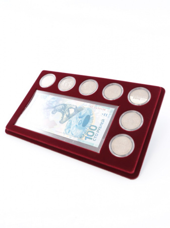 Планшет M (146х236х12 мм) для банкноты Сочи-2014 в чехле и 7 монет Сочи-2014 в капсулах Leuchtturm