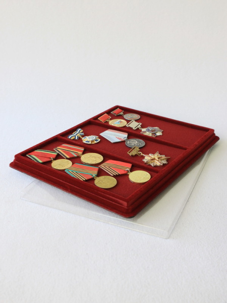 Планшет S (243х304х21 мм) на 3 ячейки (209х85х18 мм) (с поролоновой вставкой), тёмно-бордовый Планшет S (243х304х21 мм) на 3 ячейки (209х85х18 мм) (с поролоновой вставкой), тёмно-бордовый