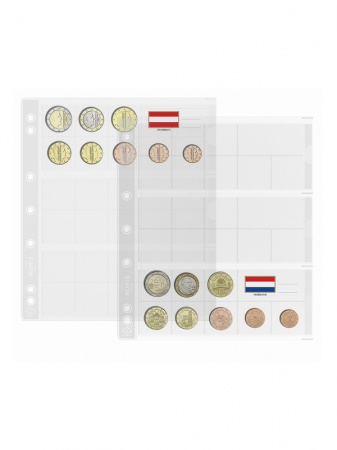 Листы-обложки NUMIS EURO (193х217 мм) из прозрачного пластика для монет Euro. Упаковка из 5 листов. Leuchtturm, 338425