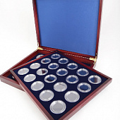 Футляр деревянный Volterra Duo (322х262х50 мм) для 40 монет в капсулах (диаметр 44 мм). 2 уровня