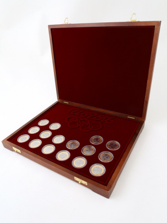 Футляр деревянный Vintage S (247х305х40 мм) для 16 монет серии «XXXI Летние Олимпийские игры 2016 года в Рио-де-Жанейро». Монеты в капсулах Leuchtturm