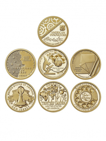 Набор из 7 монет серии «Американские инновации» (American Innovation $1 Coin Program). 2018-2020 год