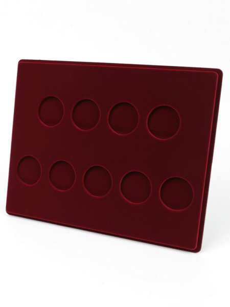  Планшет S (234х296х12 мм) для монет в капсулах d-44 мм (9 ячеек), тёмно-бордовый