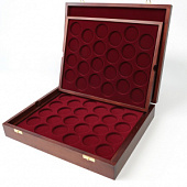 Футляр деревянный Vintage (329х271х61 мм) для 48 монет в капсулах (диаметр 44 мм). 2 уровня