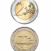2 евро, Латвия (Чёрный аист). 2015 г.