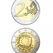 2 евро, Австрия (30 лет флагу Евросоюза). 2015 г.