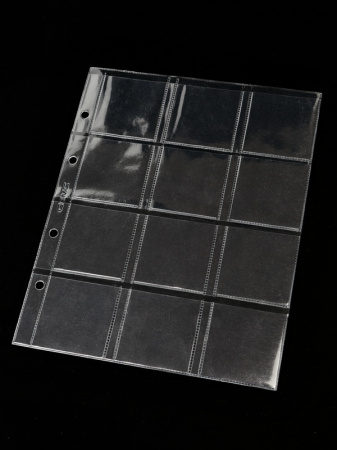 Лист формата ОПТИМА (Россия) (201х252 мм) из прозрачного пластика на 12 ячеек (50х50 мм). СомС, ЛМХ12-O