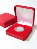 Футляр из искусственной кожи (92х92х36 мм) для 1 монеты в капсуле (диаметр 44 мм), красный