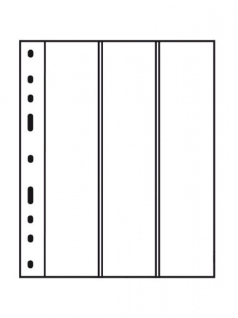 Листы-обложки OPTIMA 3VC (202х252 мм) из прозрачного пластика на 3 вертикальные ячейки (55х245 мм). Leuchtturm, 311363/1