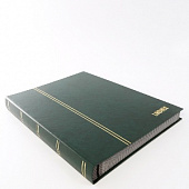 Альбом для марок (кляссер STANDARD). 16 листов (32 страницы) из чёрного картона с промежуточными листами из пергамина. Тёмно-зелёный. Lindner, 1168