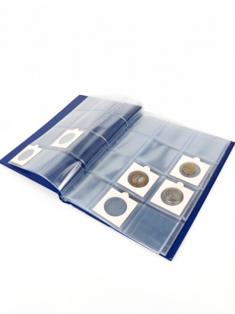 Карманный монетный альбом для размещения 120 монет в картонных холдерах, Синий, СомС, Россия