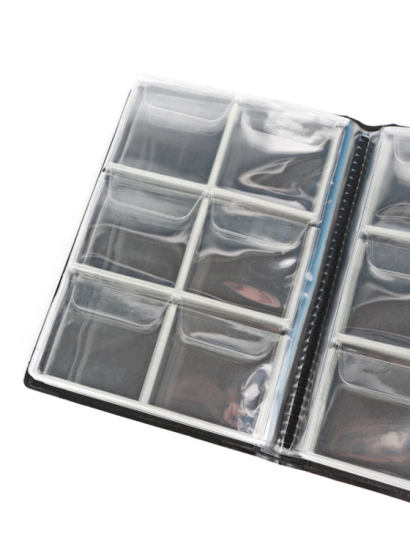 Карманный монетный альбом 116х154х13 мм для размещения 60 монет, вертикальный, тёмно-бордовый