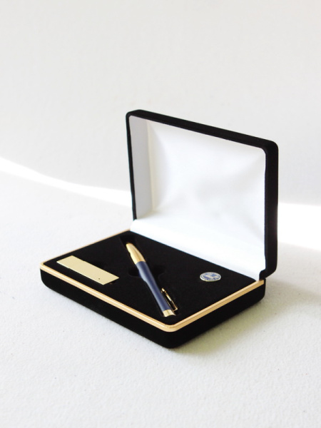 Футляр флокированный (102х142х42 мм) для ручки, значка и флешки. Вид 2