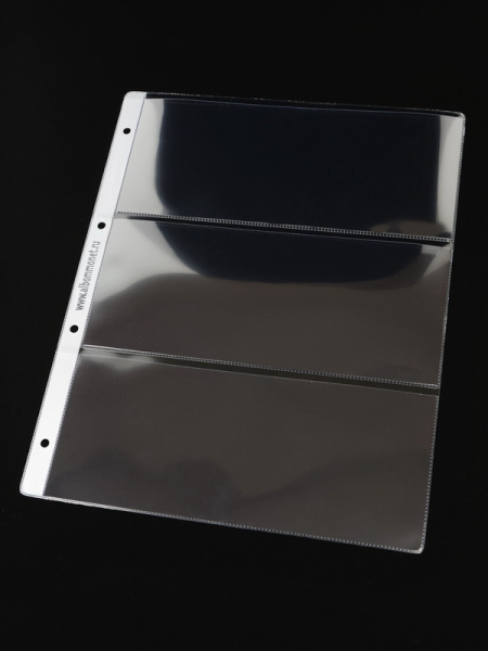 Лист-обложка ГРАНДЕ (Россия) (250х311 мм) из прозрачного пластика на 3 ячейки (225х93 мм). Professional. Albommonet, ЛБГ3