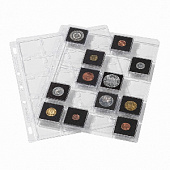 Листы-обложки SNAP из прозрачного пластика для монет в капсулах Quadrum Leuchtturm. Упаковка из 2 листов. Leuchtturm, 361439