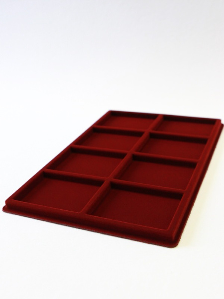 Планшет L (222х333х13 мм) на 8 ячеек (94х71х10 мм), тёмно-бордовый  Планшет L (222х333х13 мм) на 8 ячеек (94х71х10 мм), тёмно-бордовый