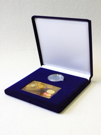 Футляр флокированный (165х165х27 мм) для монеты в капсуле и пластиковой карточки