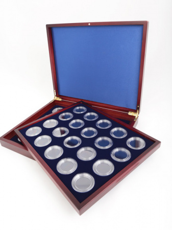 Футляр деревянный Volterra Duo (322х262х50 мм) для 40 монет в капсулах (диаметр 44 мм). 2 уровня