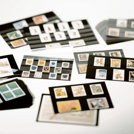Планшеты Standard для марок (карточки-кулисы) 148х105 мм, 3 клеммташе (в упаковке 100 шт). С защитной плёнкой. Leuchtturm, 341464