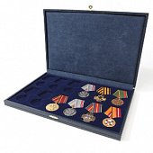 Футляр кожзам Sapfir L (336х233х36 мм) на 12 медалей РФ d-37 мм с пятиугольной колодкой