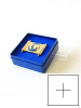 Пластиковый футляр (58х58х22 мм). Светло-синее основание, прозрачная крышка, с отверстием "крест"