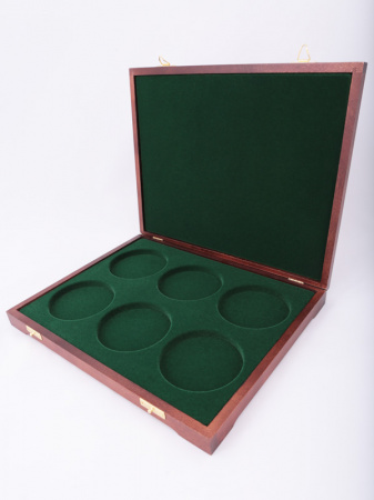 Футляр деревянный Vintage S (305х247х40 мм) на 6 монет в капсулах (диаметр 83 мм)