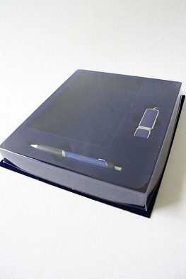 Сувенирная упаковка для бизнес набора (ежедневник, ручка и флешка). Вид 1